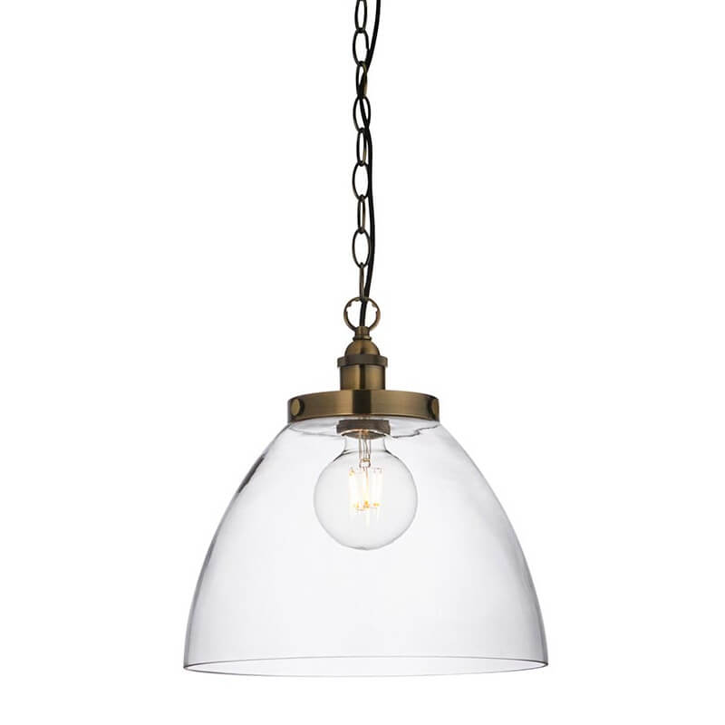 Wisząca lampa nad stół Hansen Grand 102926 szklana mosiądz przezroczysta