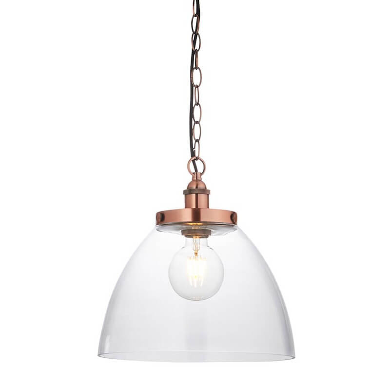 Lampa wisząca łańcuch Hansen Grand 106895 szklana miedziana przezroczysta