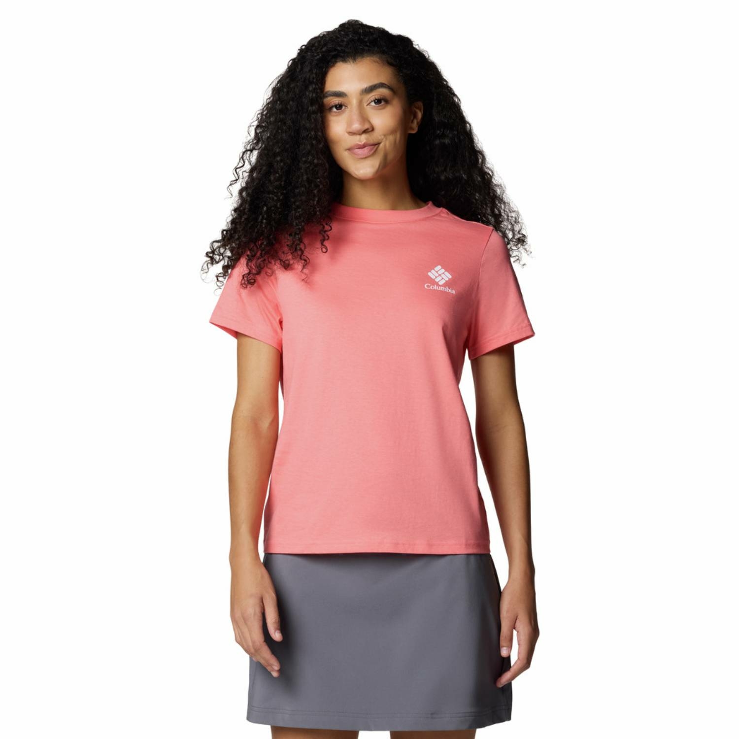 Damska koszulka Columbia Rolling Bend Graphic Short Sleeve alpenglow - L