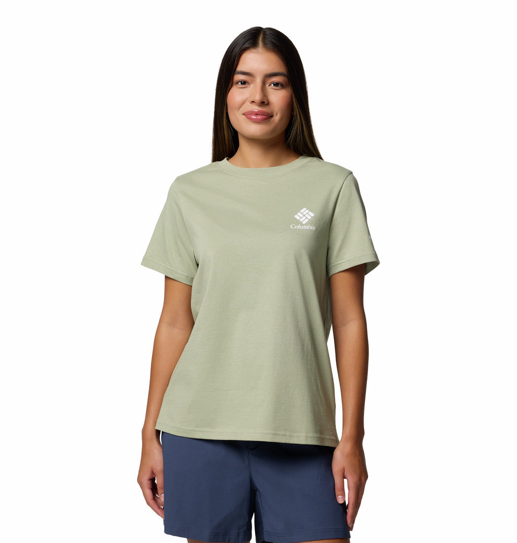 Damska koszulka Columbia Rolling Bend Graphic Short Sleeve safari - L