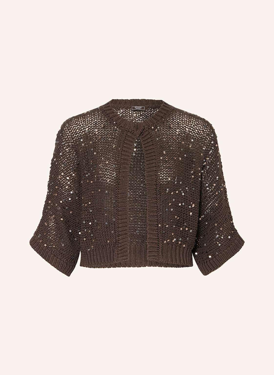Peserico Krótki Kardigan Z Rękawami 3/4 I Cekinami beige