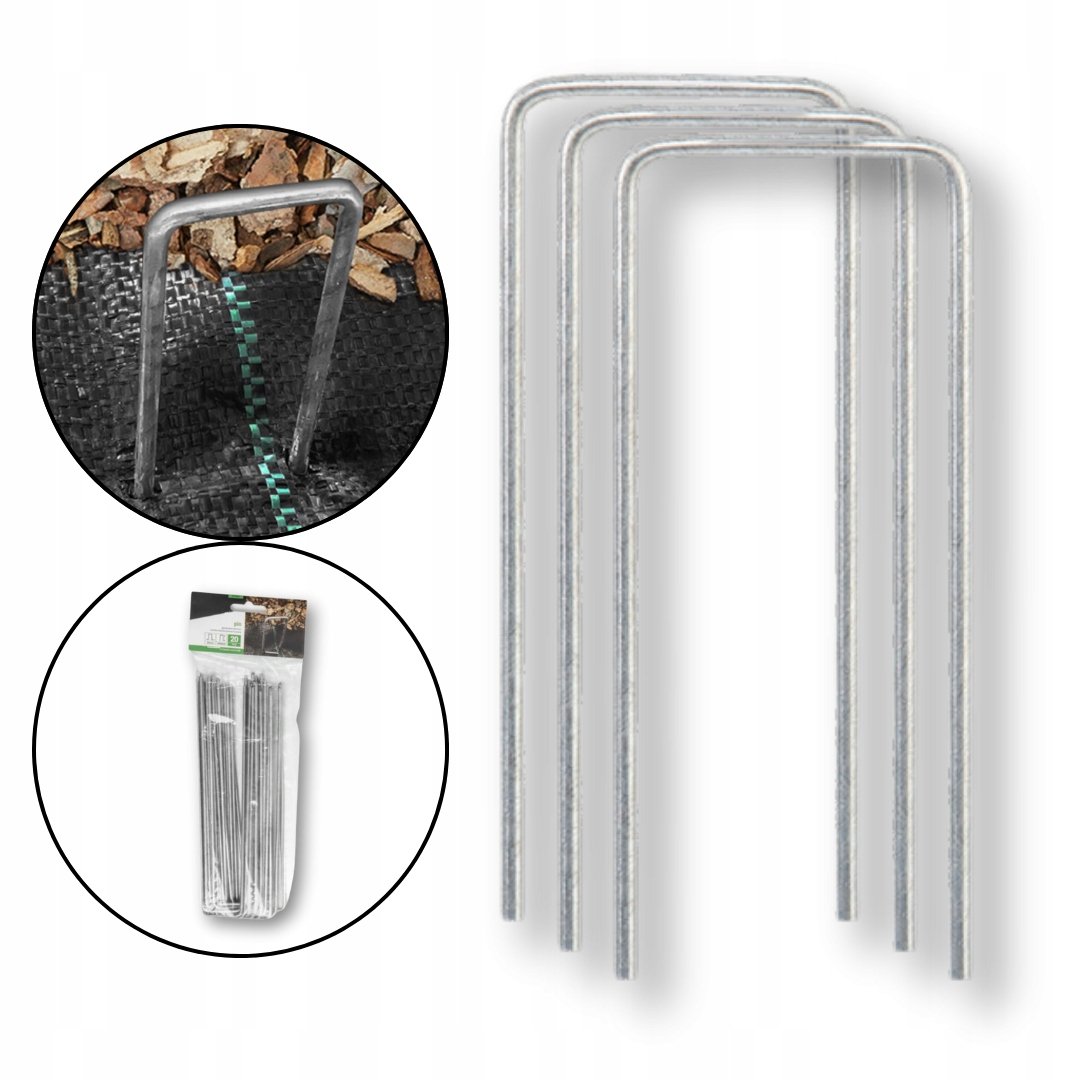 SZPILKI KOŁKI MOCOWANIE DO AGROWŁÓKNINY AGROTKANINY AGROWŁÓKNINA 15cm 20SZT