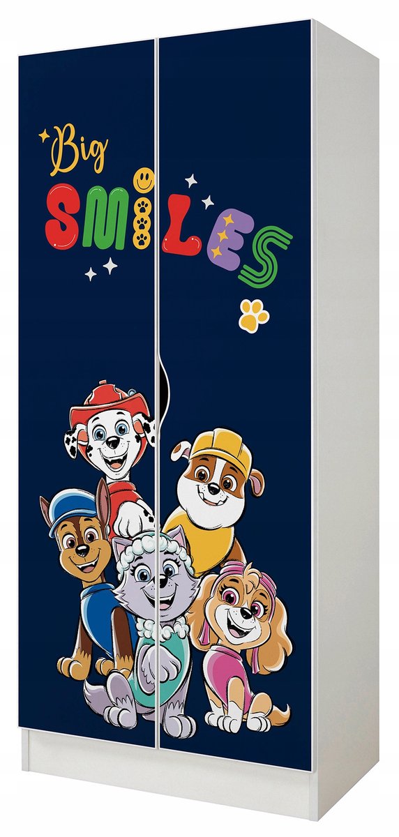 Pojemna Szafa Meble Garderoba Biała Dziecięca Psi Patrol 161x70x42cm Nadruk UV