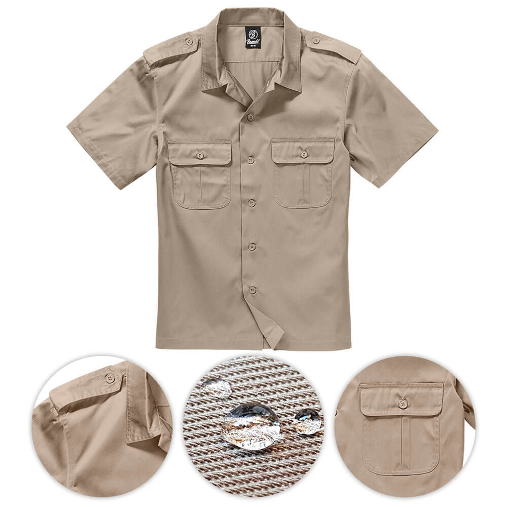 Brandit Koszula Mundurowa z Krótkim Rękawem US Beżowa - XL