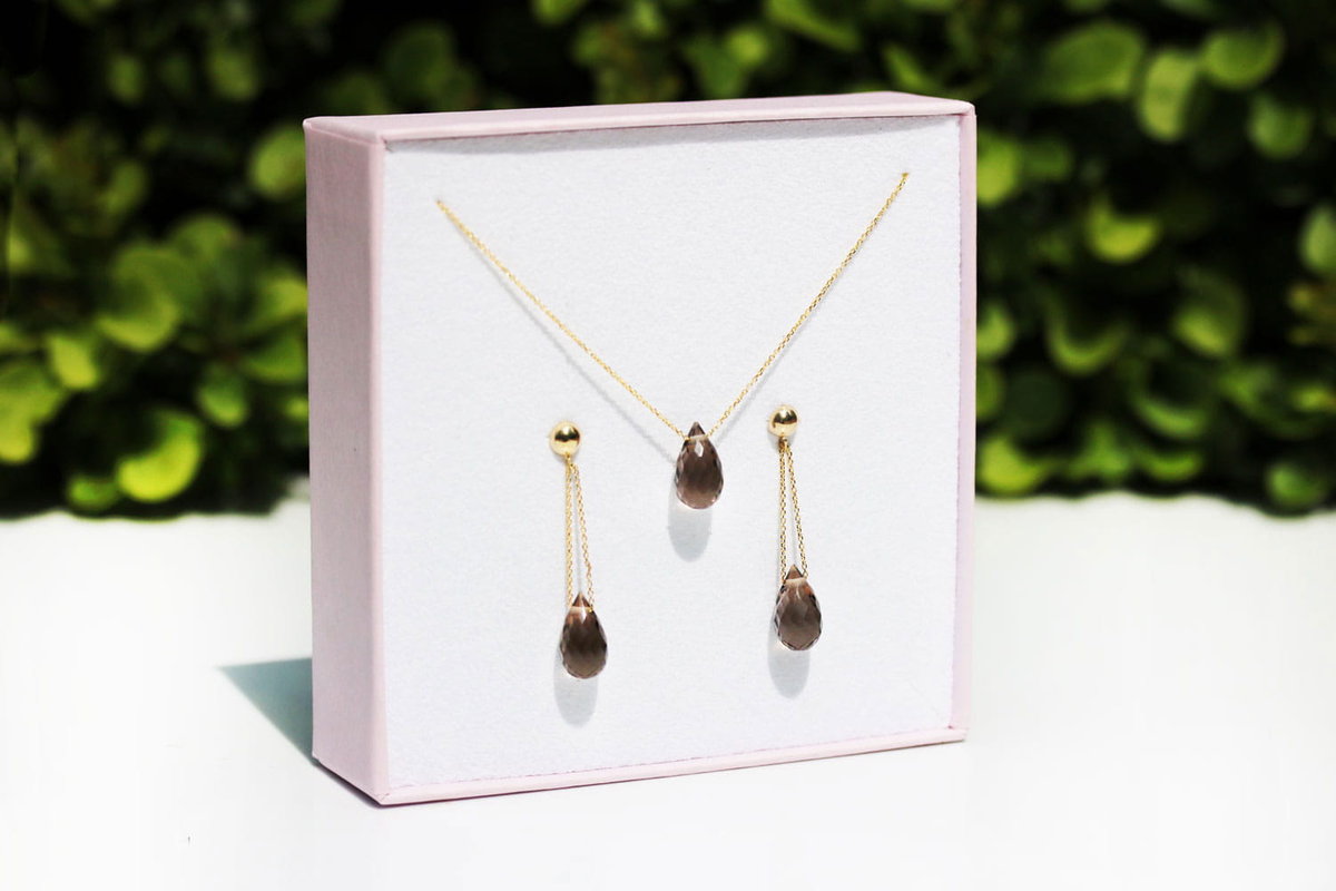 Komplet Kwarc Dymny Krople