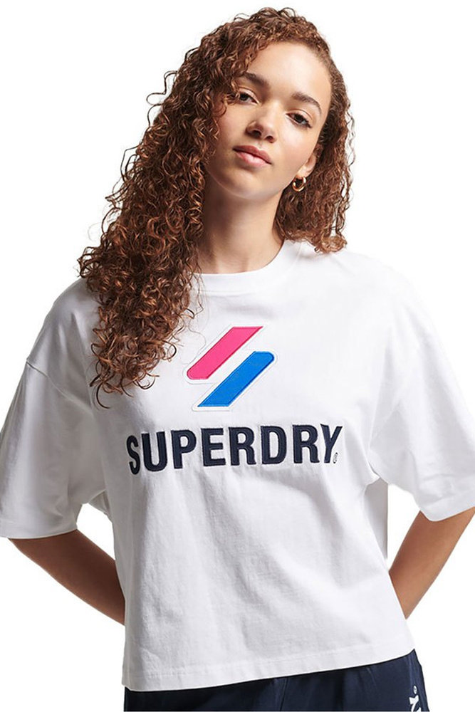 Koszulka damska Superdry Code Sl Stacked Apq Boxy bawełniana t-shirt-S