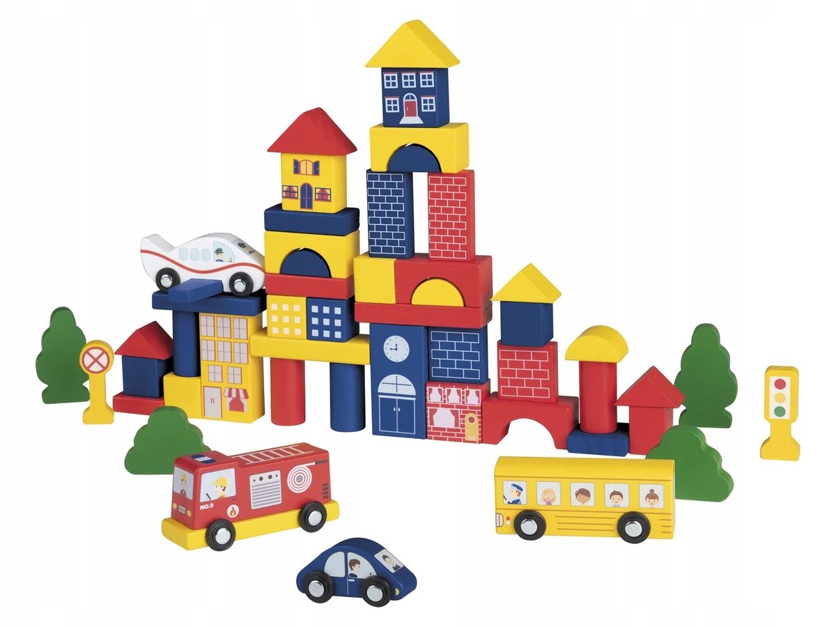 PLAYTIVE klocki drewniane 50 elementów miasto 2+