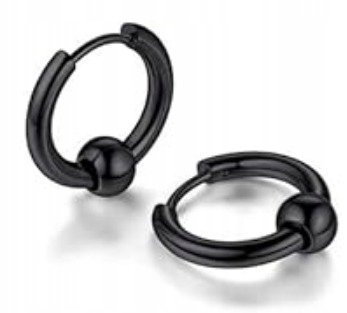 Kółko Kolczyki Do Uszu HUGGIE Kuleczka STAL Gothic Punk Rock