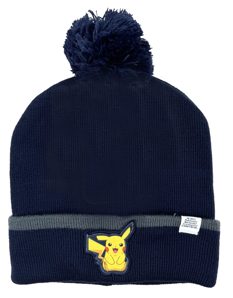 CZAPKA ZIMOWA POKEMON PIKACHU Z POMPONEM GRANATOWA