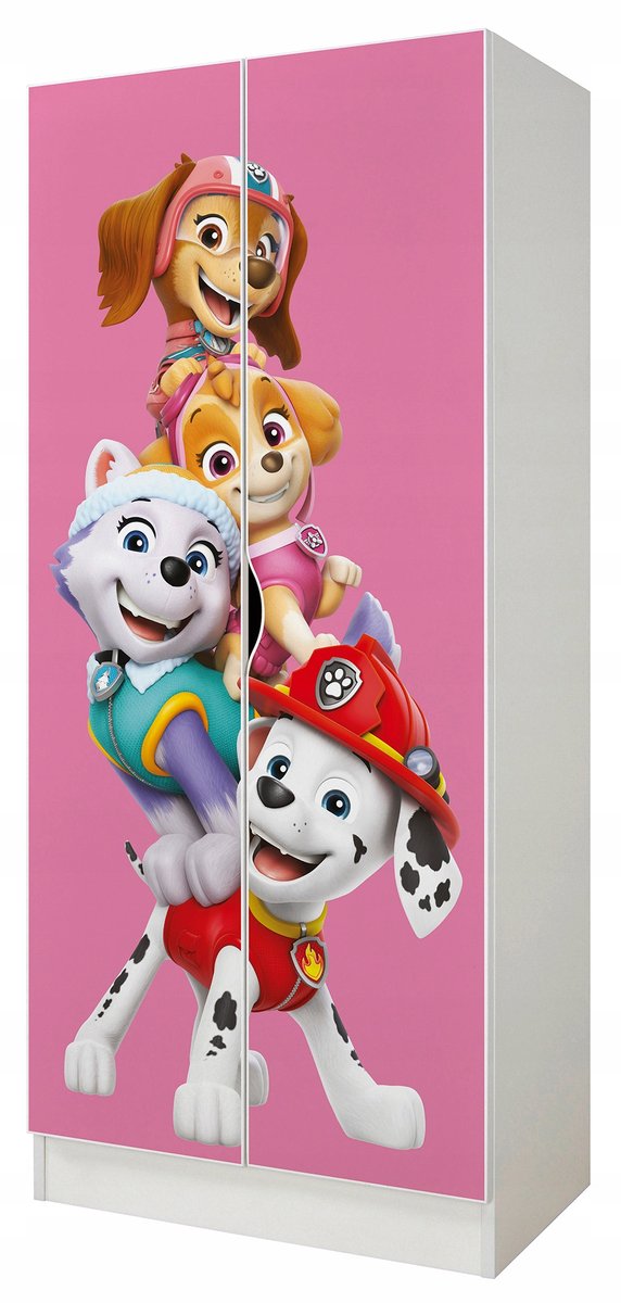 Pojemna Szafa Meble Garderoba Biała Dziecięca Psi Patrol 161x70x42cm Nadruk UV