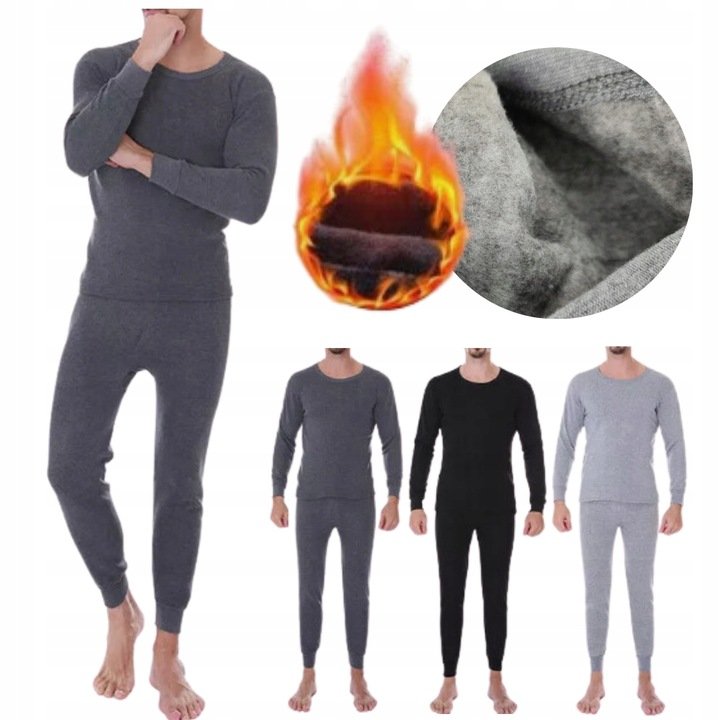 3X MĘSKIE KALESONY ZIMOWE CIEPŁE TERMO POLAROWE BAWEŁNA 3 KOLORY L/XL