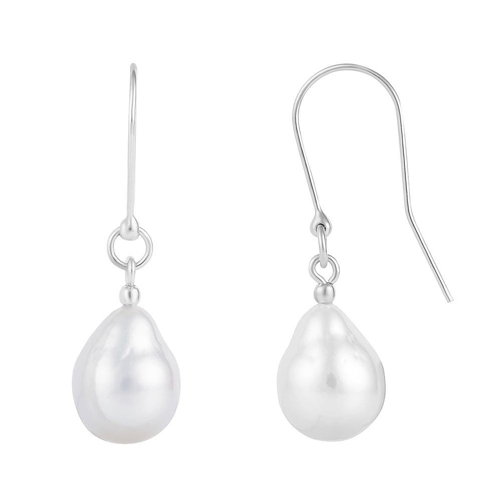 ENAYA CRISTA AIR Wiszące srebrne kolczyki naturalne perły duże białe delikatne