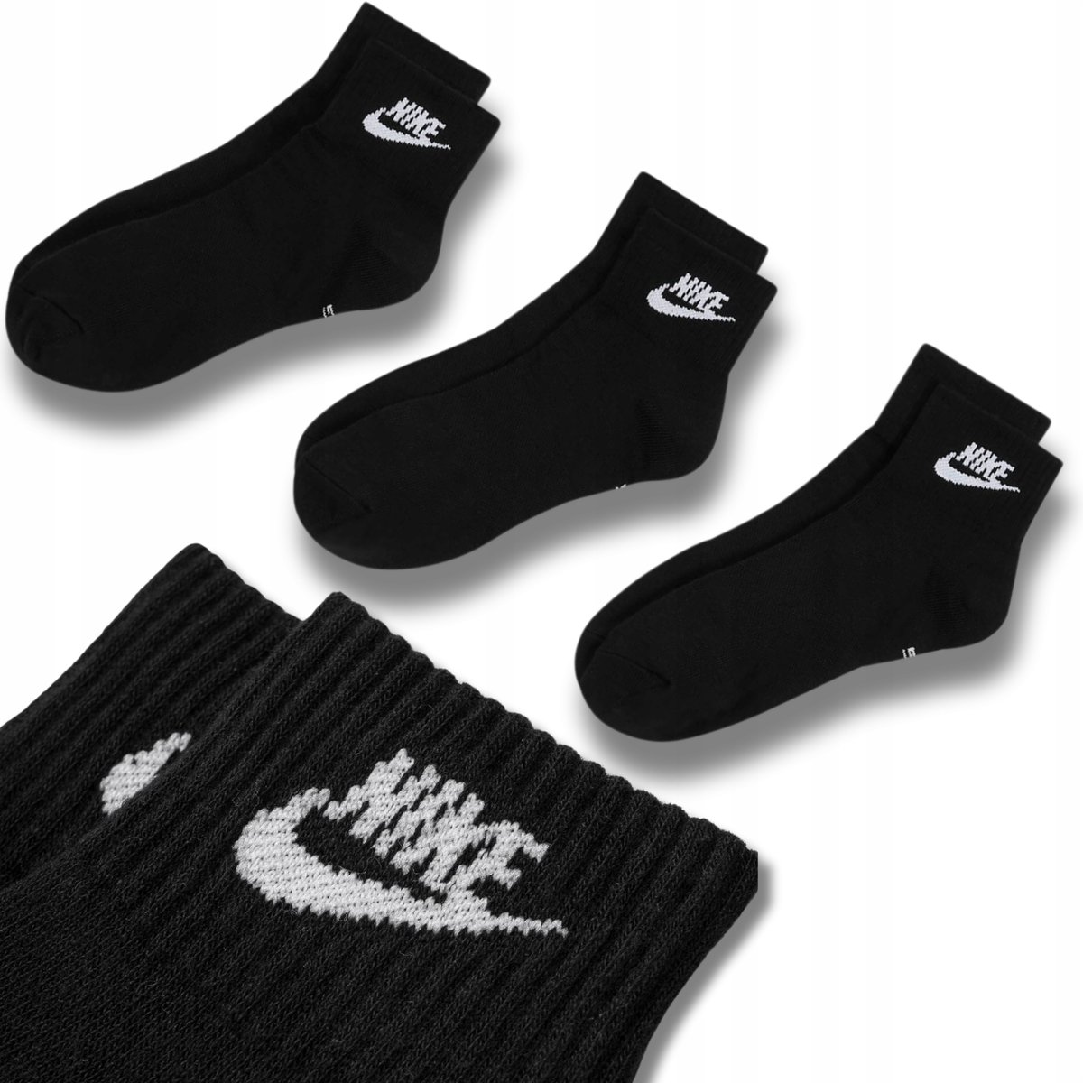 MĘSKIE SKARPETKI SKARPETY NIKE JAKOŚĆ CZARNE ZESTAW 3X PARY MODNE 46-50