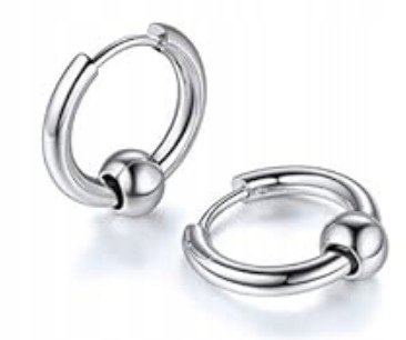 Kółko Kolczyki Do Uszu HUGGIE Kuleczka STAL Gothic Punk Rock