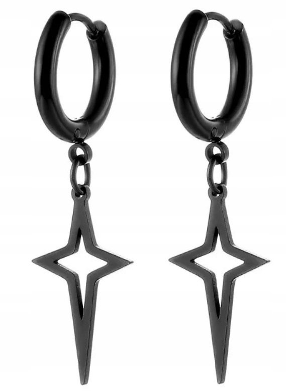 Kolczyki Do Uszu HUGGIE Krzyż Krzyżyk Gwiazda STAL Punk Gothic Rock