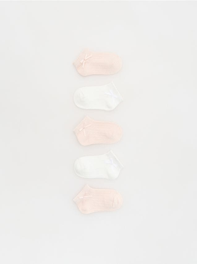 Reserved - Skarpetki z kokardką 5 pack - złamana biel