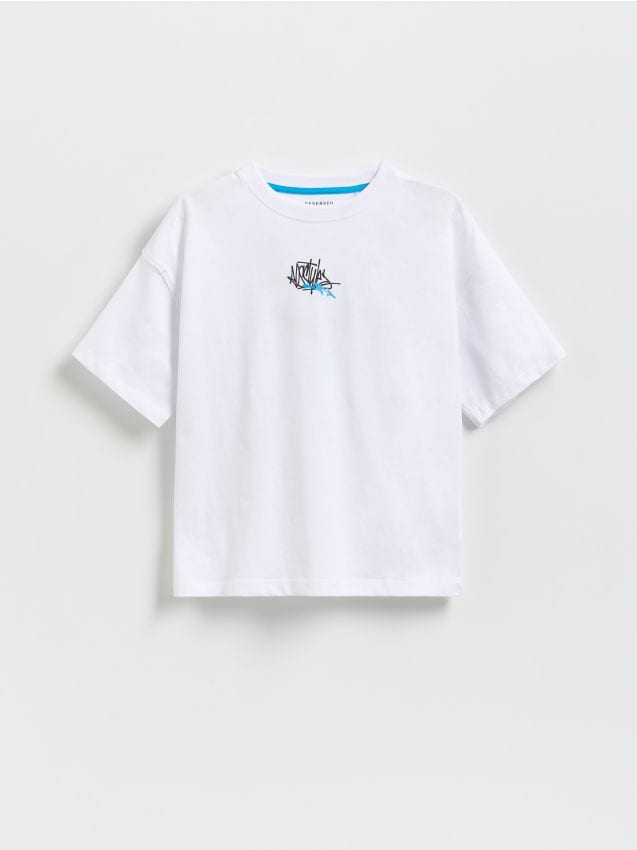 Reserved - Bawełniany t-shirt z nadrukiem - biały