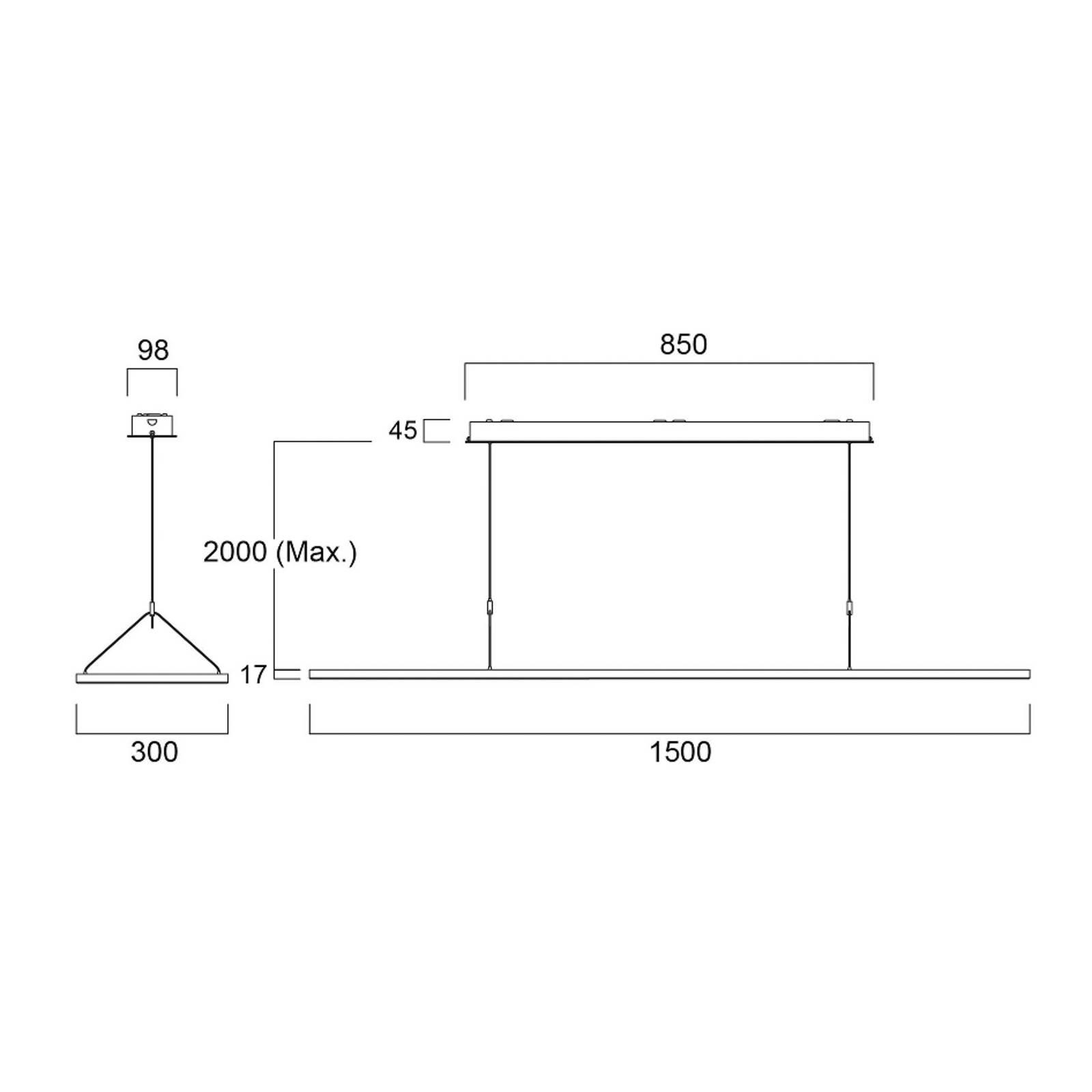 Sylvania Lampa wisząca LED Areum, 150 x 30 cm, 840 Areum, biały / opal, biuro, metal