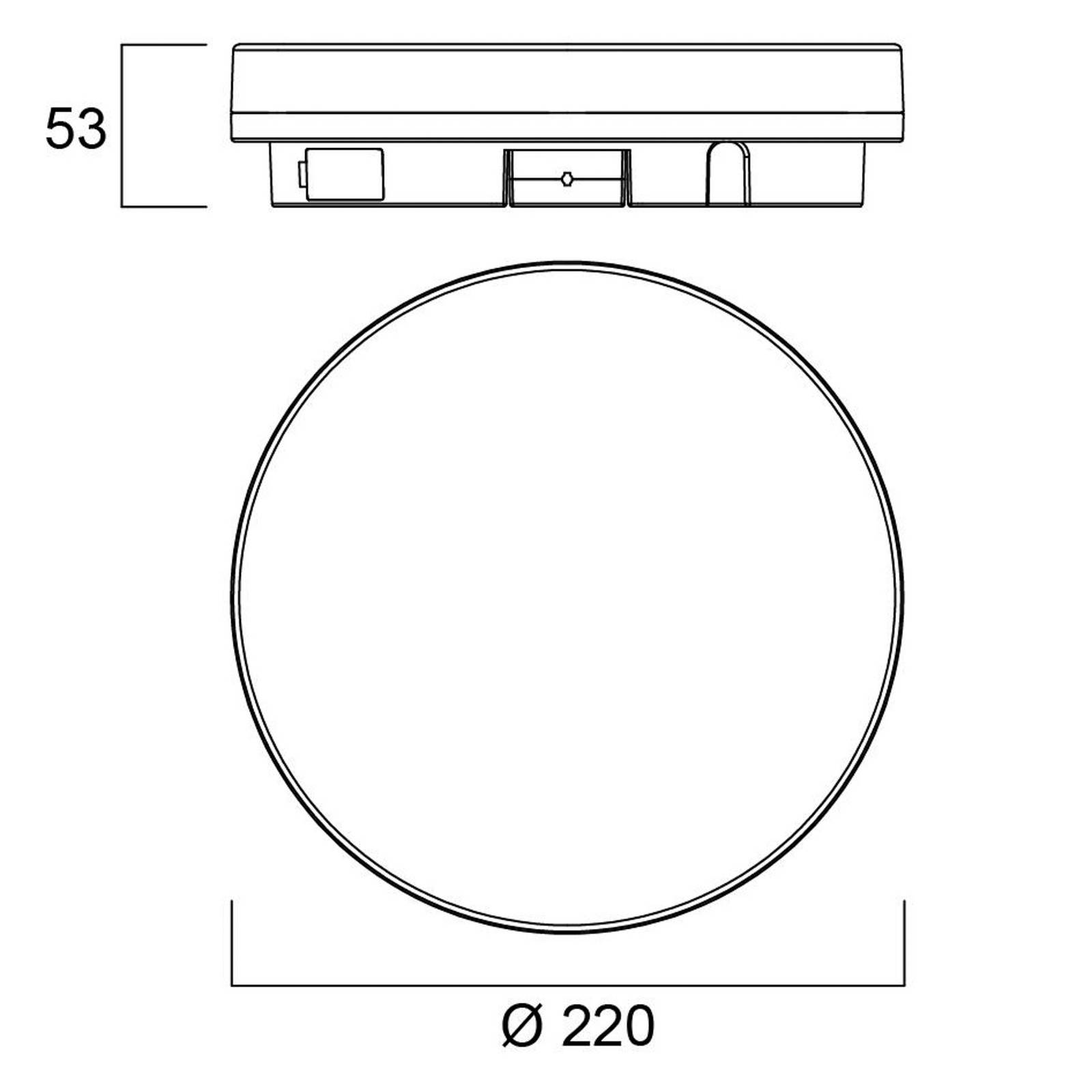 Sylvania Lampa sufitowa Start Surface Slim, Ø 22 cm, IP54, ściemniana. możliwość ściemniania, biały / opal, łazienka, tworzywo sztuczne