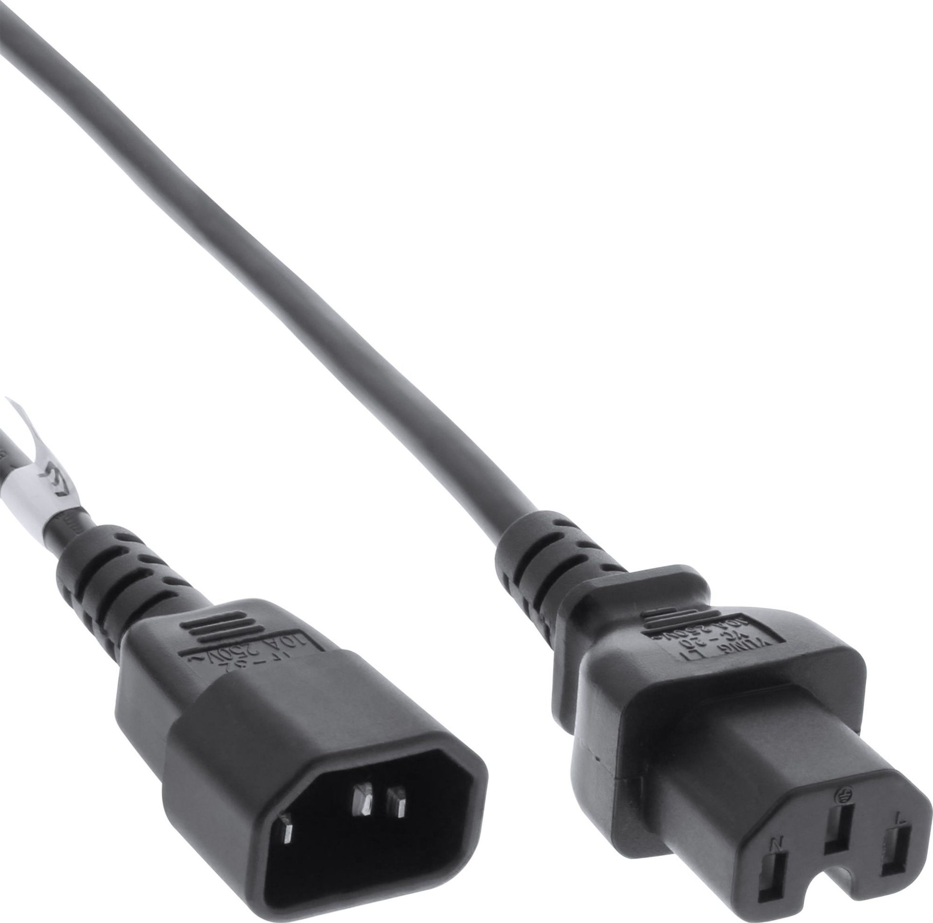 Kabel zasilający InLine InLine® Power cable extension, hot condition connector IEC-C15 straight to IEC-C14 straight, 5m, black