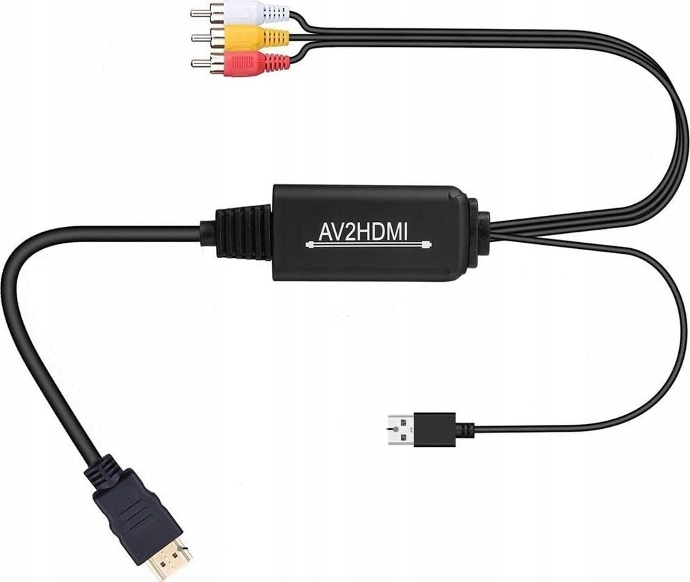 Pawonik Adapter AV RCA Cinch x3 - HDMI + USB-A czarny JL-C011
