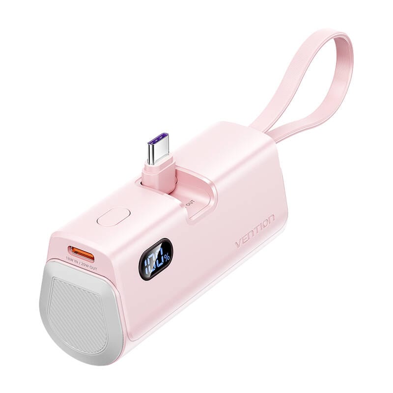 Powerbank Vention wyświetlacz LED 4800mAh 22.5W FHQP0 (różowy)
