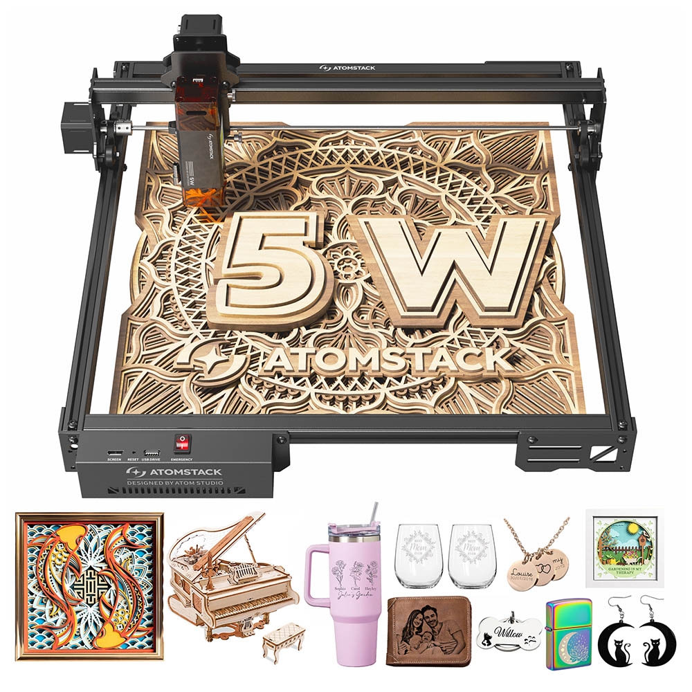 ATOMSTACK A5 Pro V2 5W Laser Engraver 400mm/s High Speed 0 01mm Precision 5mm Wood 3mm Black Acrylic in One Pass 410*380mm