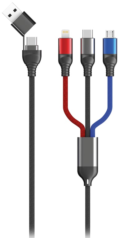 2GO 797361 kabel USB 1,2 m USB A/USB C USB C/Micro-USB B/Lightning Czarny, Niebieski, Szary, Czerwony