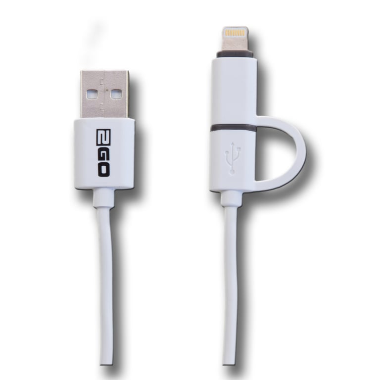 2GO 795637 kabel USB 1 m USB A Micro-USB B/Lightning Biały