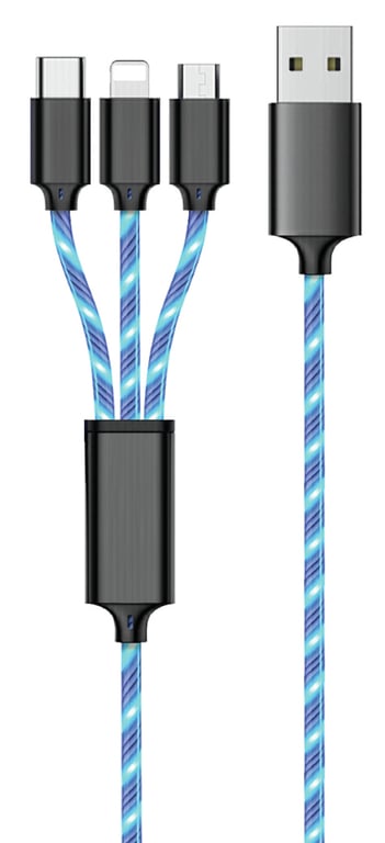 2GO 797315 kabel USB 1,5 m USB B USB C/Micro-USB B/Lightning Czarny, Niebieski