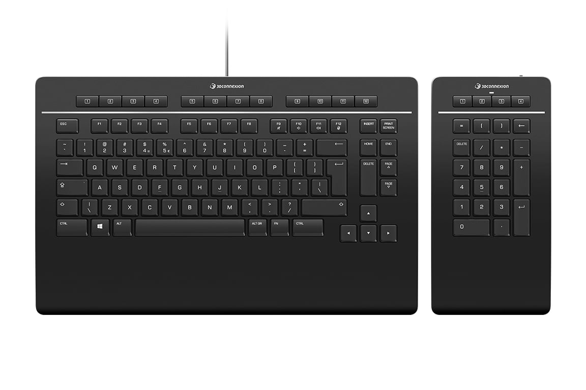 3Dconnexion Keyboard Pro with Numpad klawiatura Biuro USB + RF Wireless + Bluetooth AZERTY Francuski Czarny