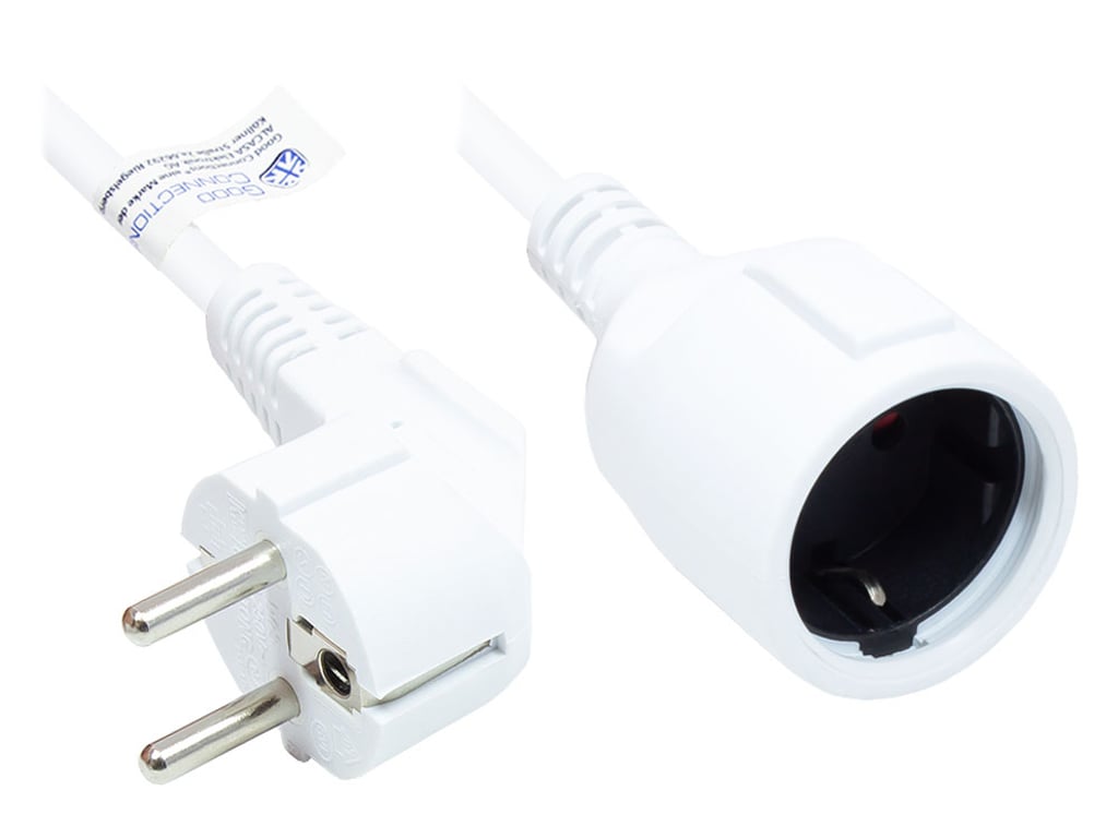 Alcasa P0102-W030 kabel zasilające Biały 3 m Wtyczka zasilająca typu E+F Wtyczka zasilająca typu F
