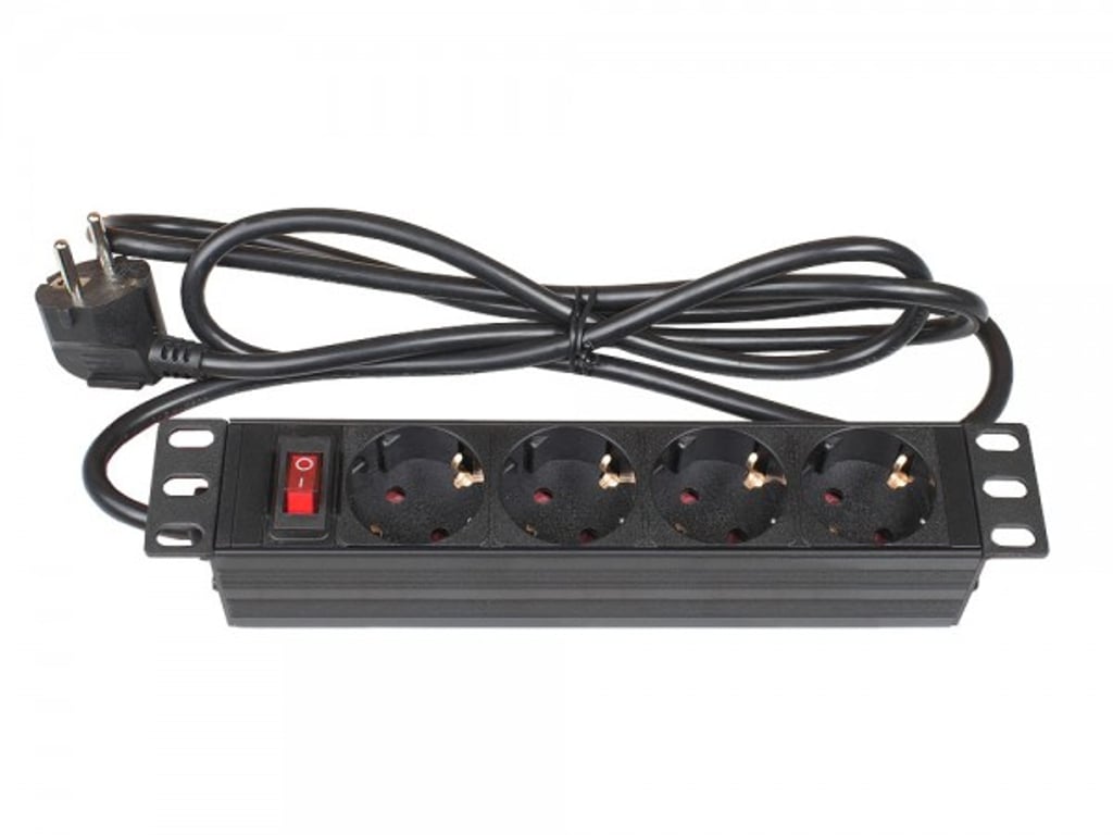 Alcasa GC-N0103 rozdzielacz zasilania PDU 4 x gniazdo sieciowe 1U Czarny