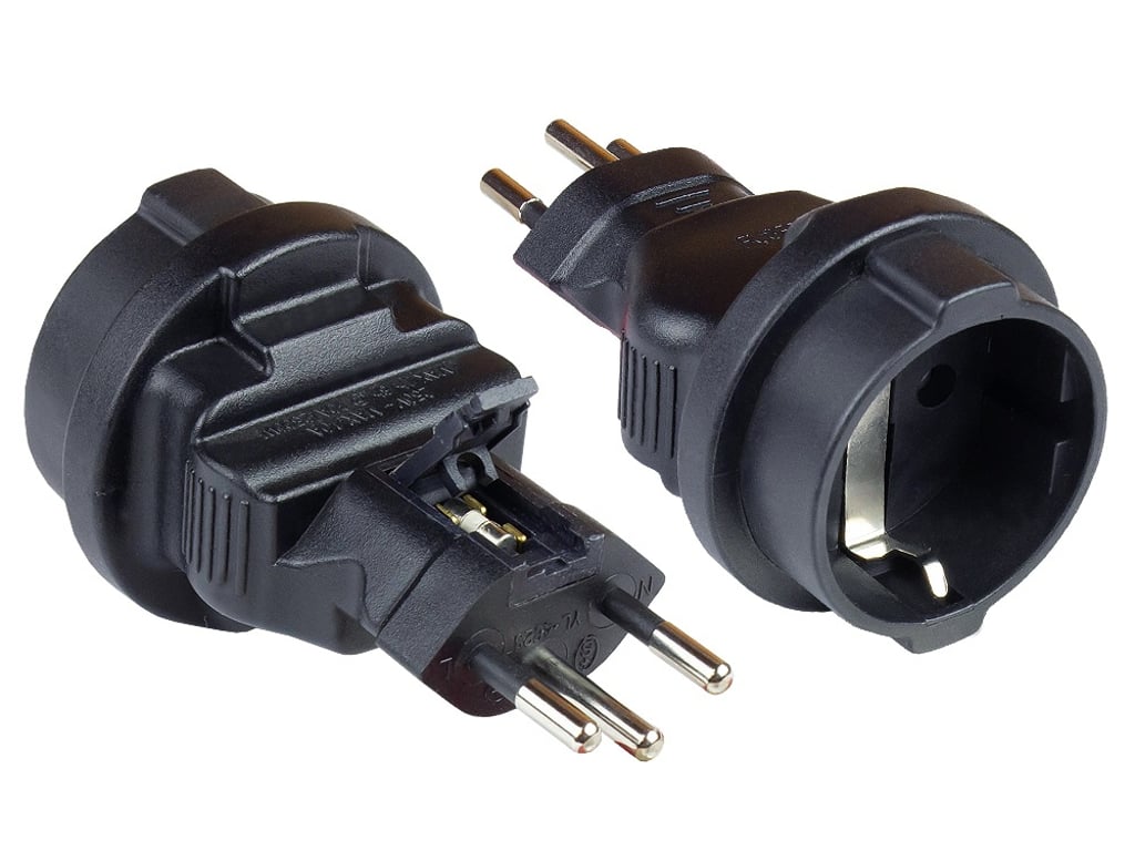 Alcasa PA-6002S adapter wtyczek zasilających Type J (CH) Typu F Czarny