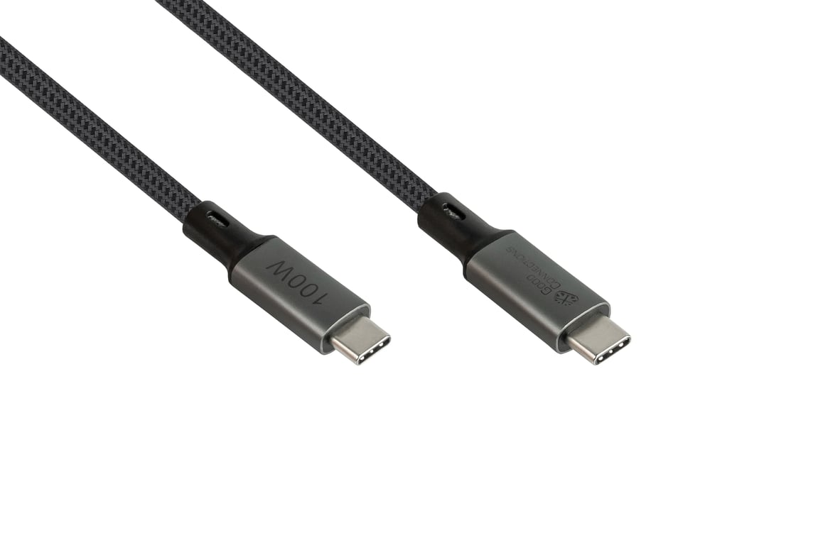 GoodConnections Kabel połączeniowy USB-C 4.0 (ST-ST) 1,8 m kurtka tekstylna 100W 8K 30Hz antracyt