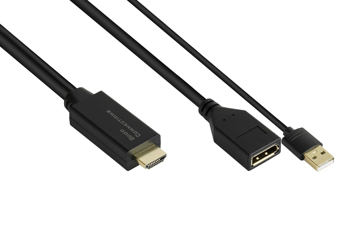 Alcasa HDMI-AD22 adapter kablowy 0,3 m HDMI Typu A (Standard) DisplayPort Czarny