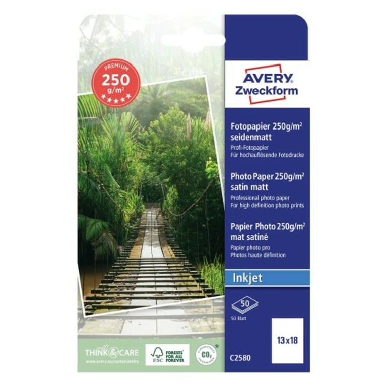 Avery C2580 papier fotograficzny Biały Papier półbłyszczący