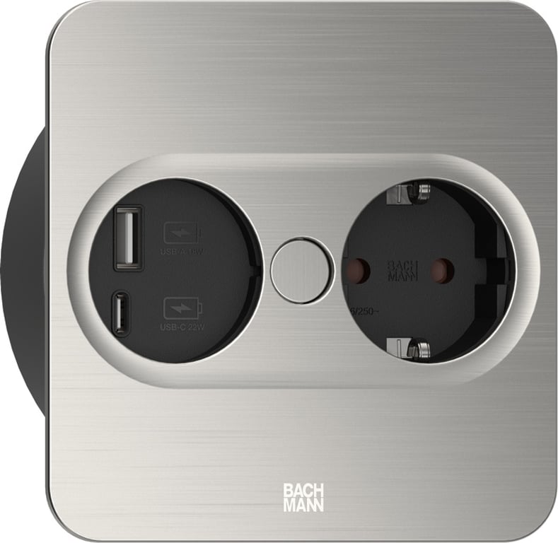 Bachmann 946.005 gniazdko elektryczne Type F + USB A + USB C Stal nierdzewna