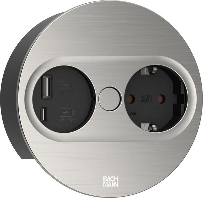 Bachmann 946.004 gniazdko elektryczne Type F + USB A + USB C Stal nierdzewna