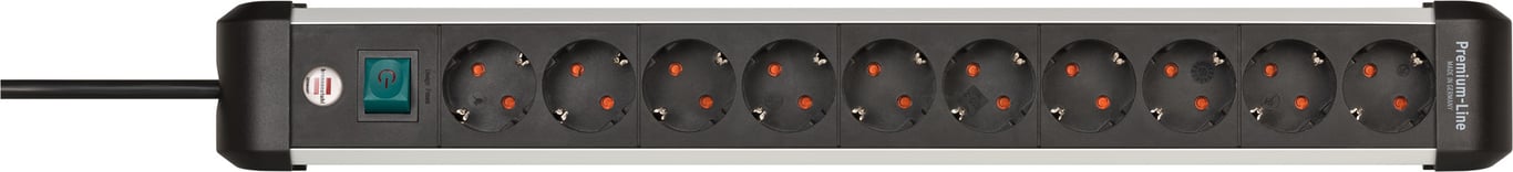 Brennenstuhl 1391030000 rozgałęziacz 3 m 10 x gniazdo sieciowe Wewnętrzna Czarny, Srebrny