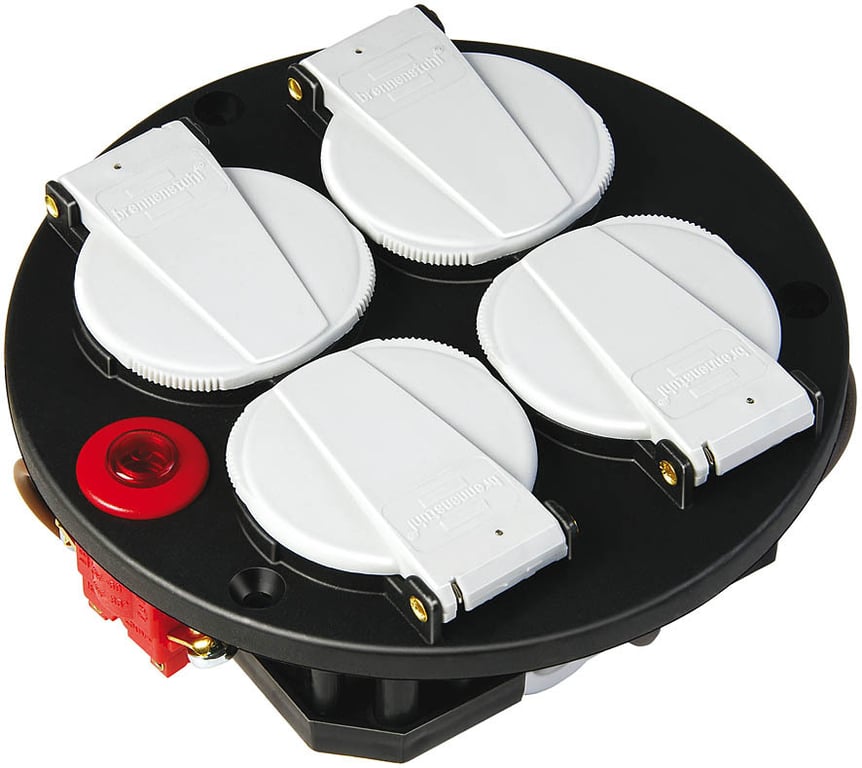 Brennenstuhl 1081080 rozgałęziacz 4 x gniazdo sieciowe Czarny, Czerwony, Biały