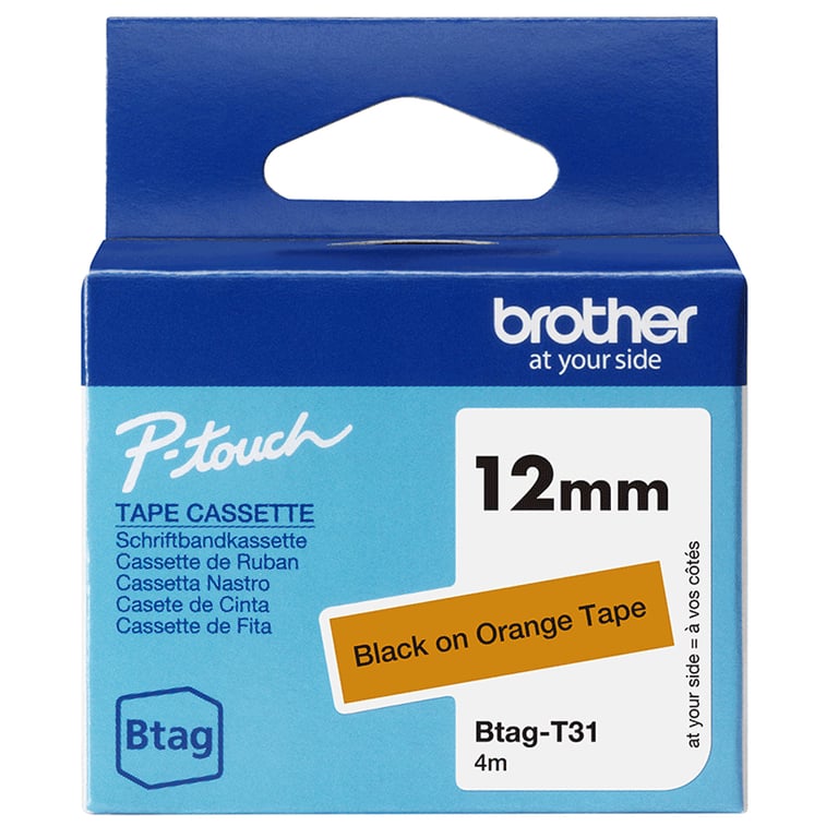 Brother BTAG-T31 taśmy do etykietowania Czarny na pomarańczowym