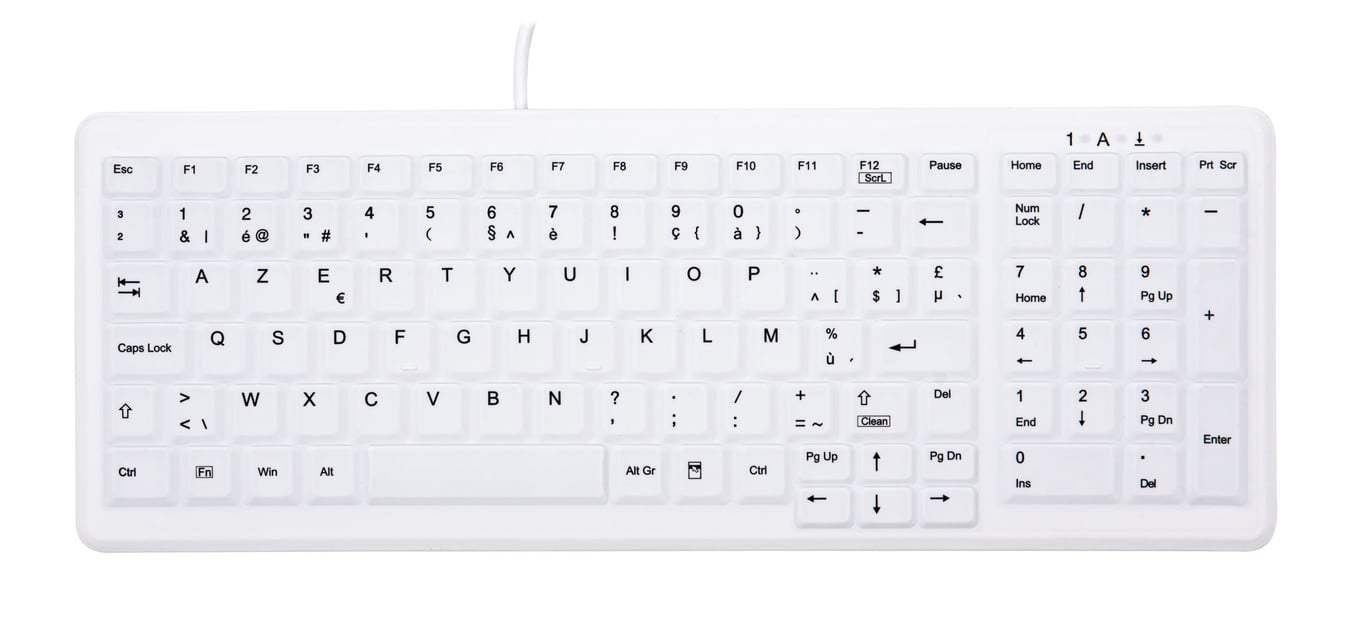 CHERRY AK-C7000 klawiatura USB AZERTY Belgijski Biały AK-C7000F-UVS-W/BE