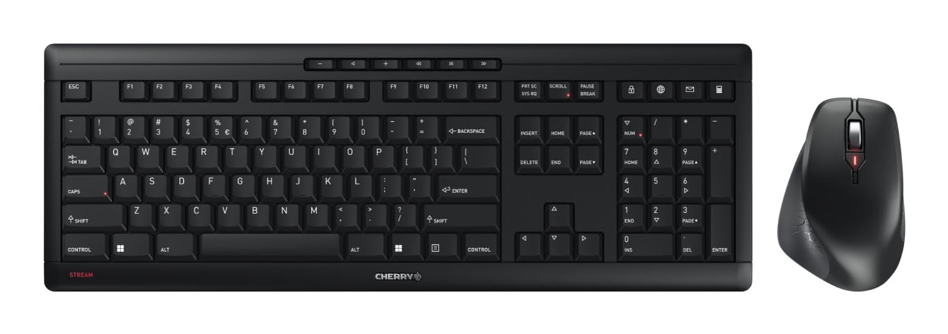 CHERRY JD-8550EU-2 klawiatura Dołączona myszka Dom/Biuro RF Wireless QWERTY Angielski Czarny