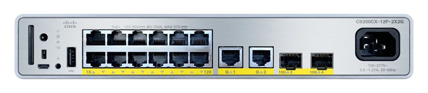 Cisco C9200CX-12P-2X2G-E łącza sieciowe Zarządzany Gigabit Ethernet (10/100/1000) Obsługa PoE