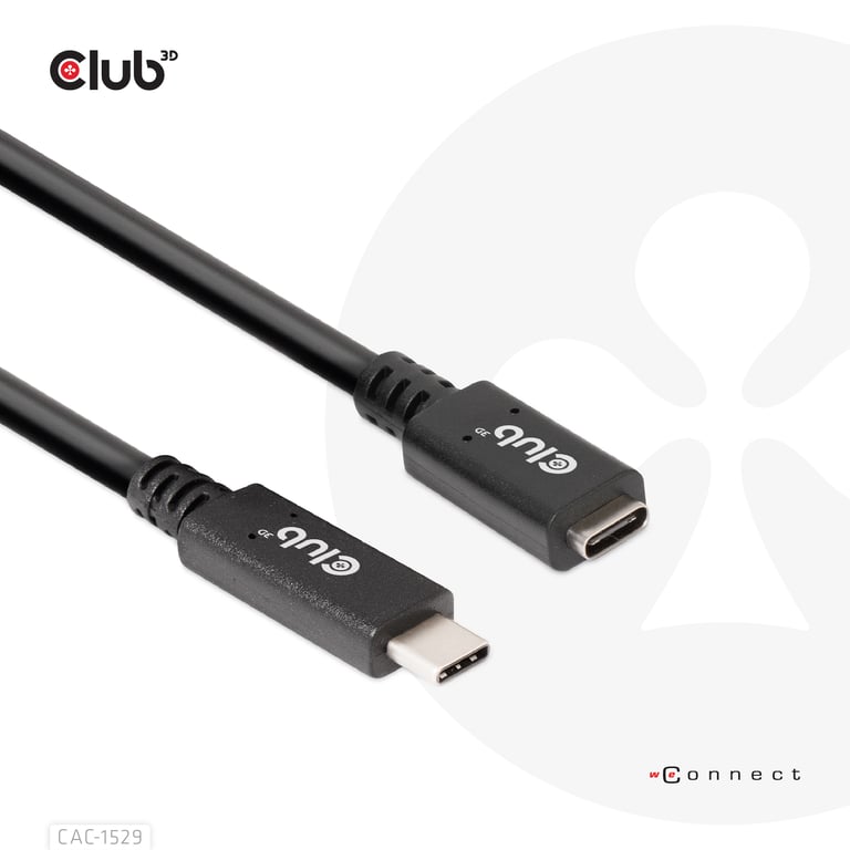 CLUB3D USB C GEN1 EXT CABLE 5GBPS 4K60HZ M/F 1M kabel USB 2 x USB C