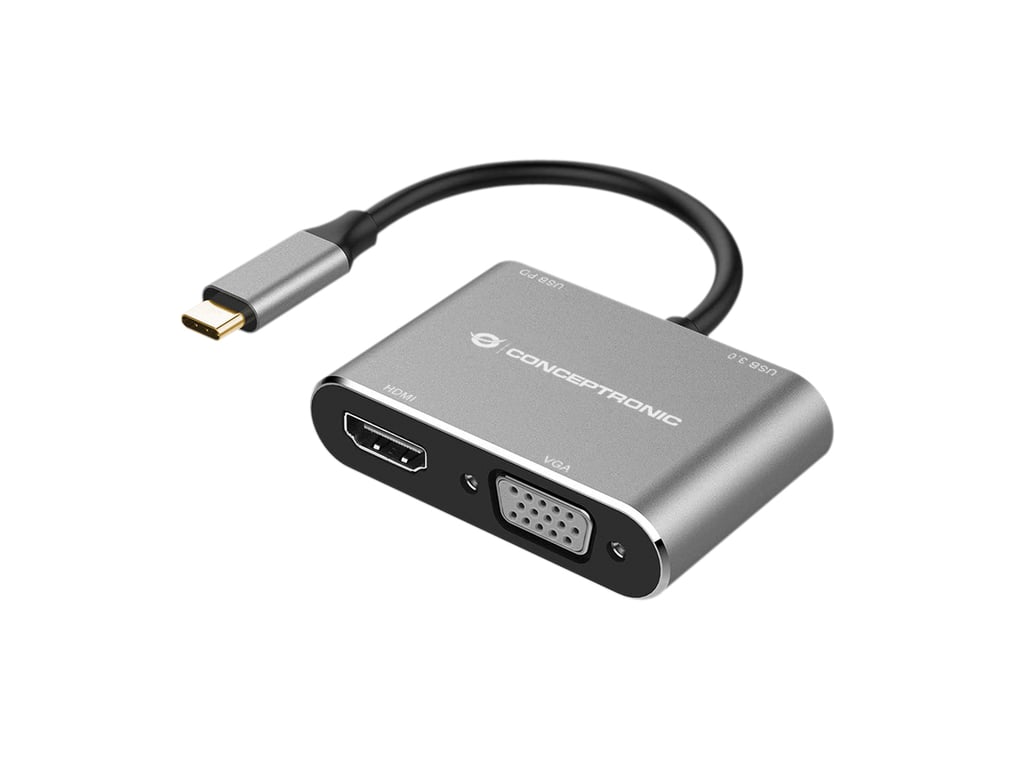 Conceptronic DONN16G stacja dokująca Przewodowa USB 3.2 Gen 1 (3.1 Gen 1) Type-C Czarny, Srebrny