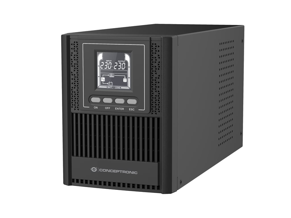 Conceptronic ZEUS52ES1K zasilacz UPS Podwójnej konwersji (online) 1 kVA 900 W 3 x gniazdo sieciowe