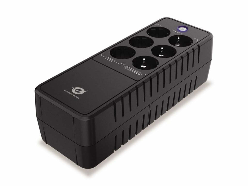 Conceptronic ZEUS09E zasilacz UPS Czuwanie (Offline) 0,85 kVA 490 W 6 x gniazdo sieciowe