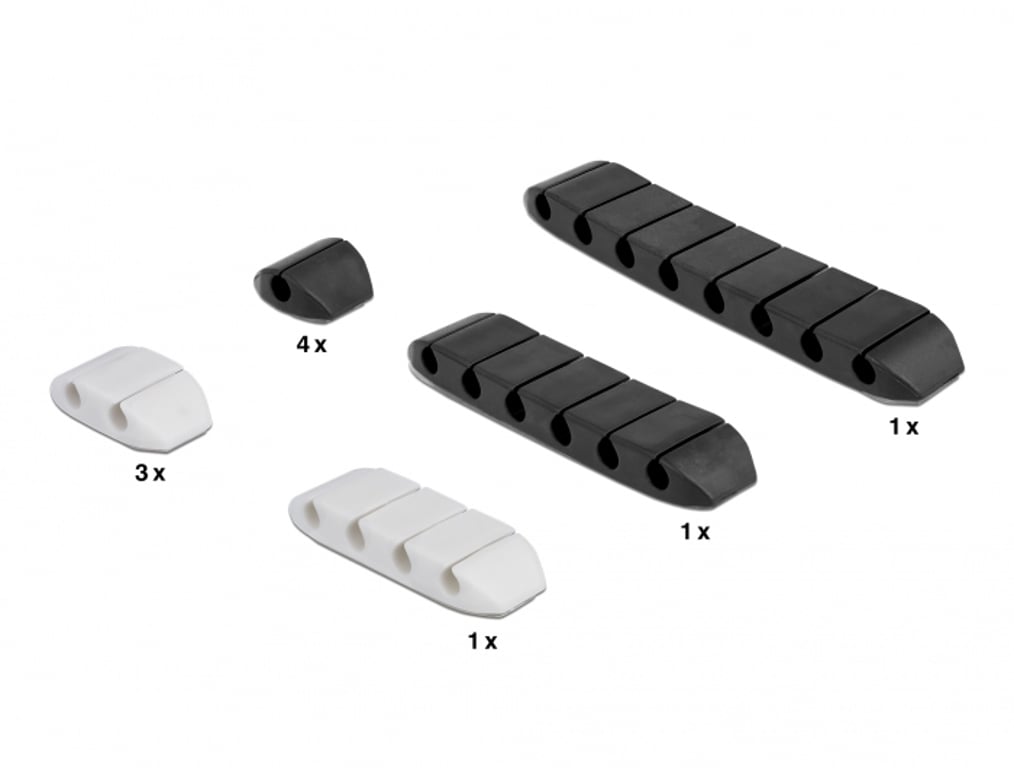 DeLOCK 18400 organizator na kable Biurko / Ściana Uchwyt na kabel Czarny, Biały 10 szt.